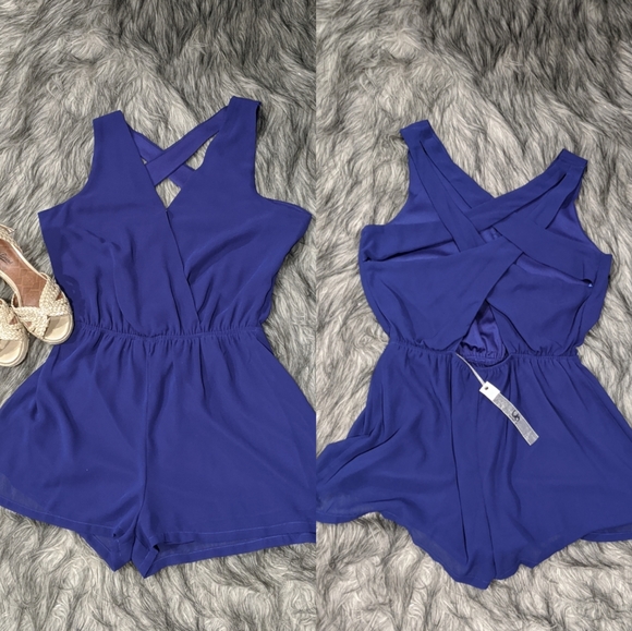 Ya Los Angeles Pants - NWT Ya Los Angeles strappy back royal blue romper